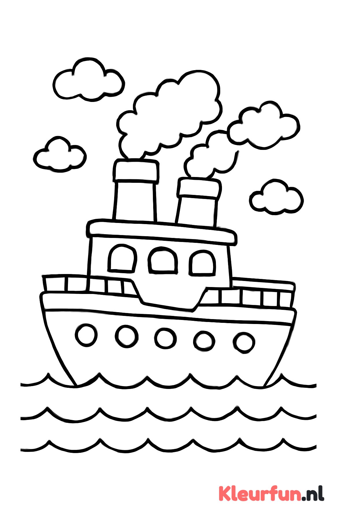 Stoomboot met rokende schoorstenen