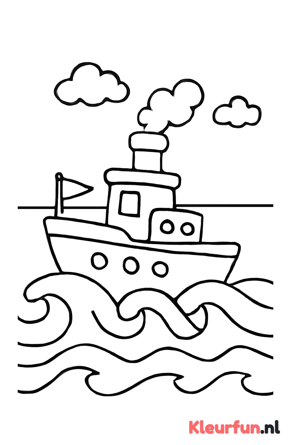 Stoomboot met stromende golven