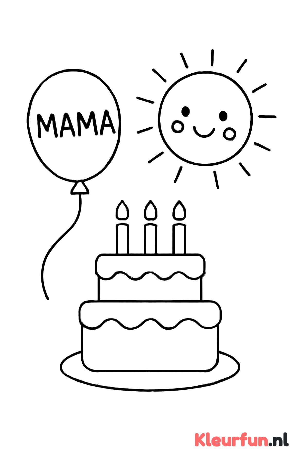 Taart, ballon en zon voor mama's verjaardag