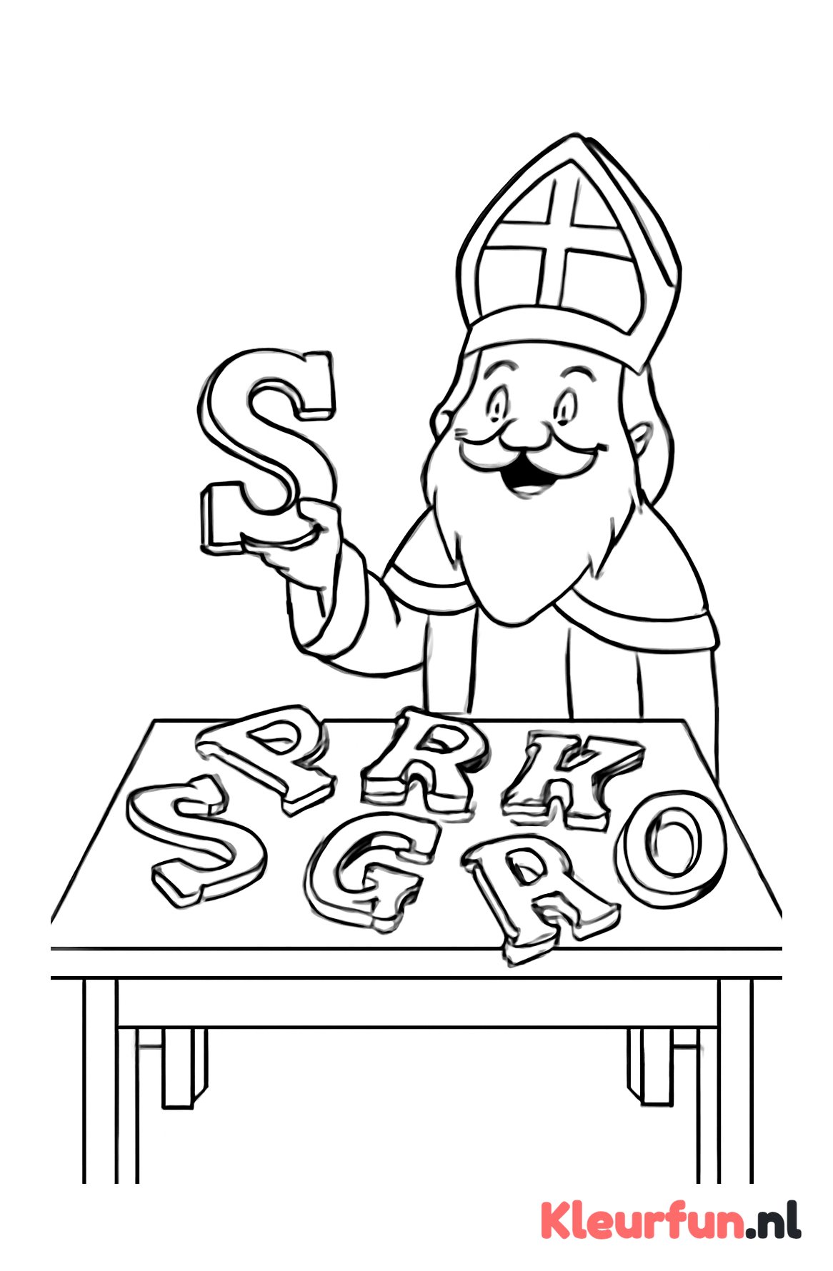 Tafel met chocoladeletters en Sinterklaas