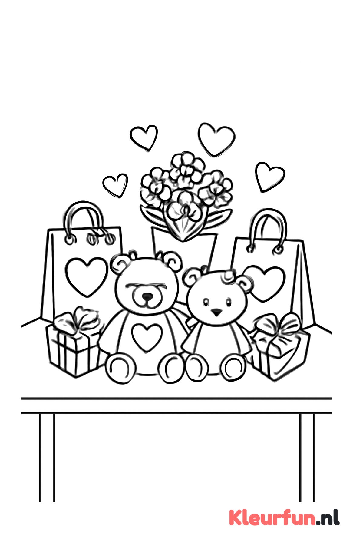 Tafel met Valentijn cadeautjes