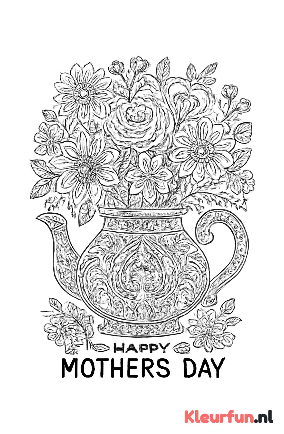 Theepot met Ornamenten en Bloemen