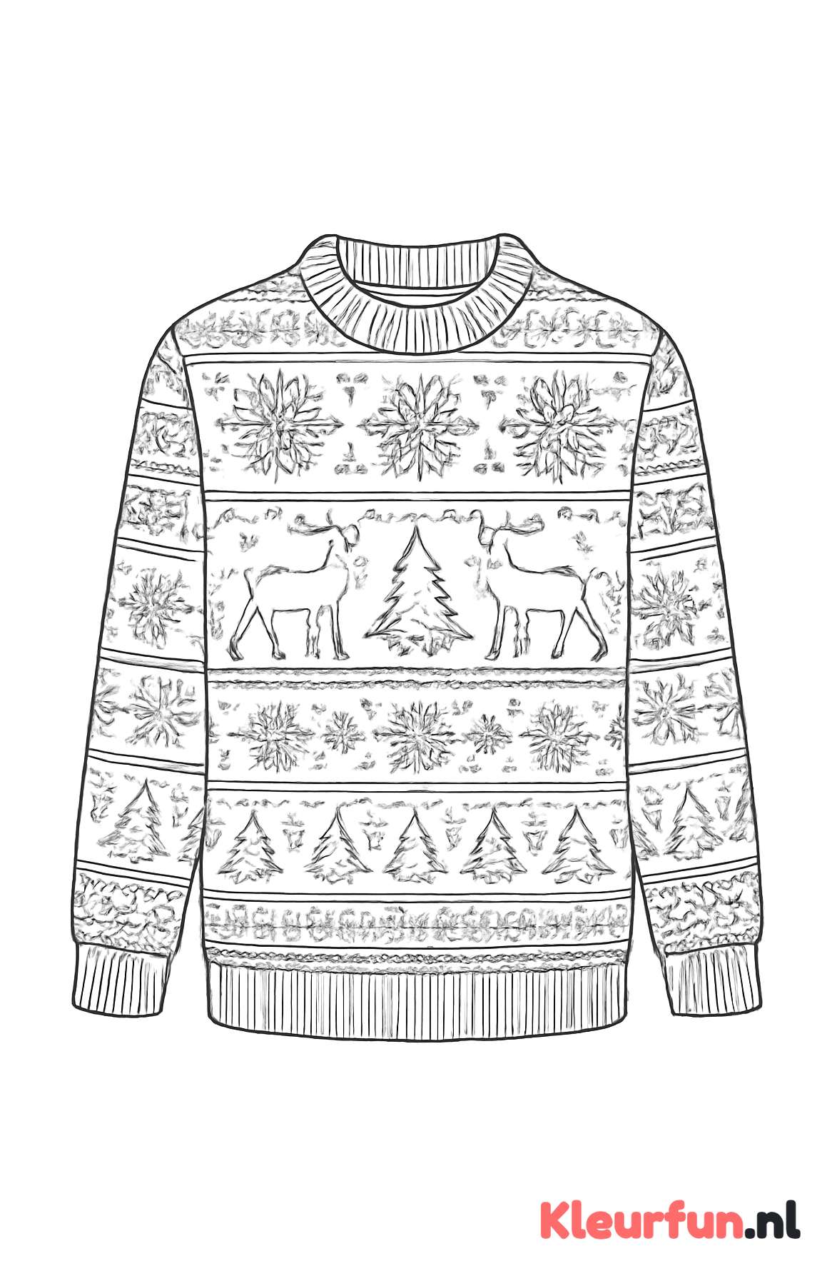 Traditionele kersttrui met sneeuwvlokken en rendieren