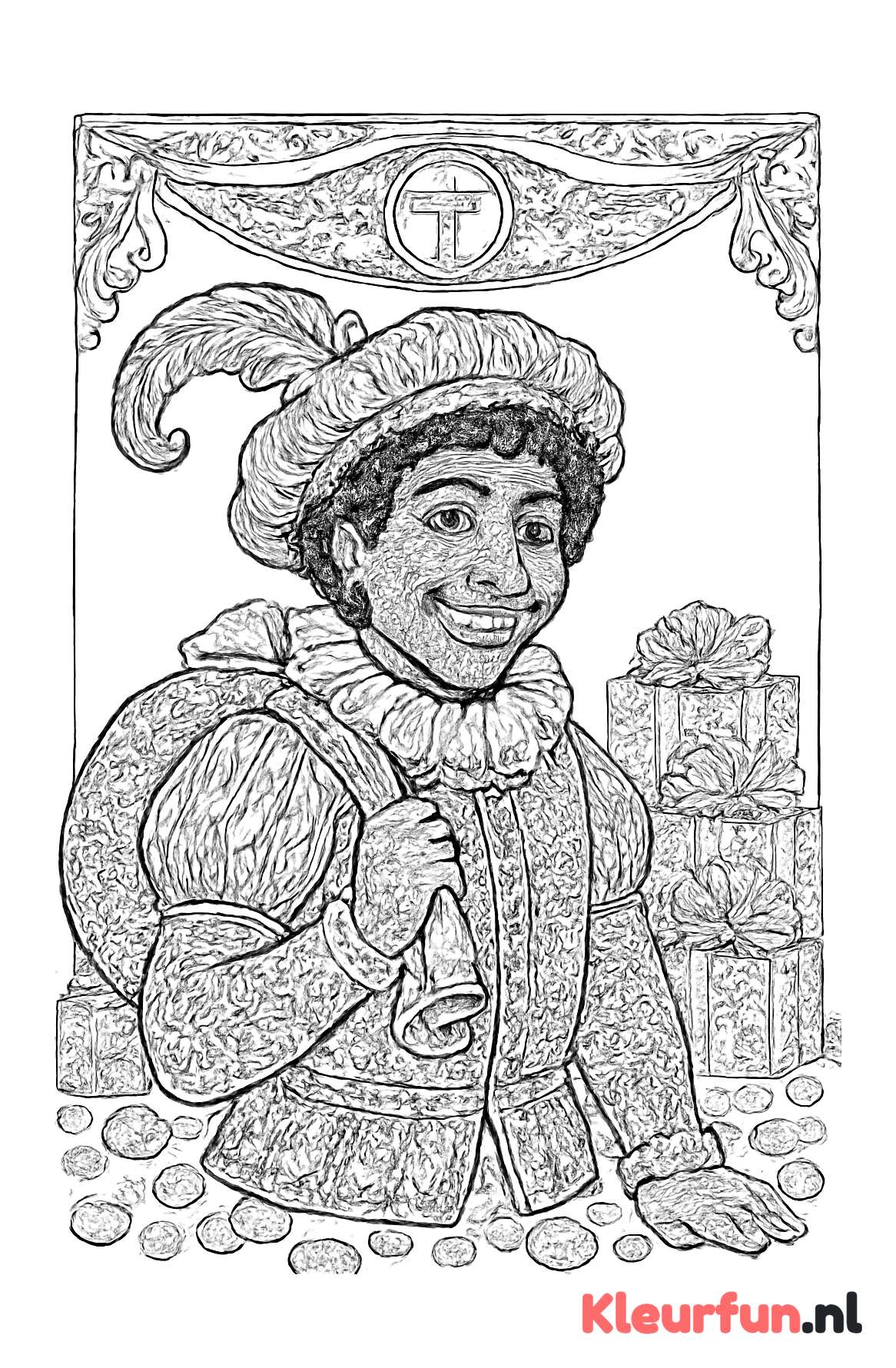 Traditionele Zwarte Piet met feestelijke versiering