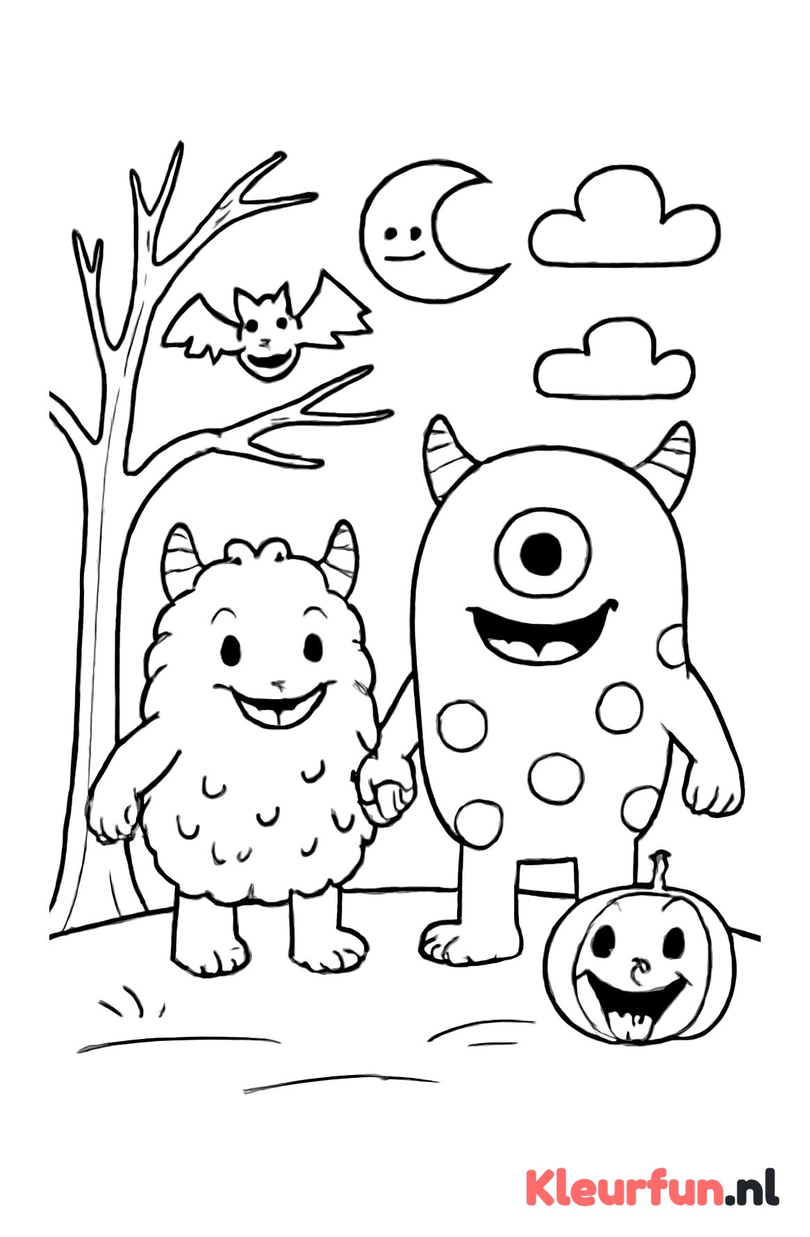Twee schattige monsters in bos