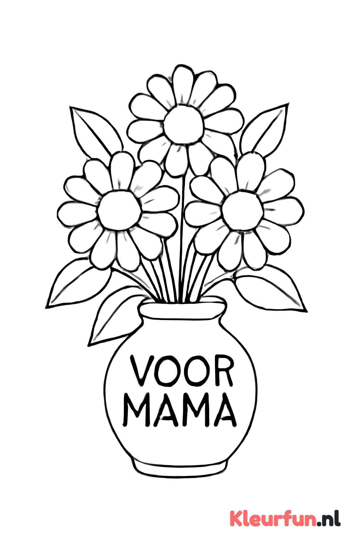 Vaas met grote bloemen en bladeren