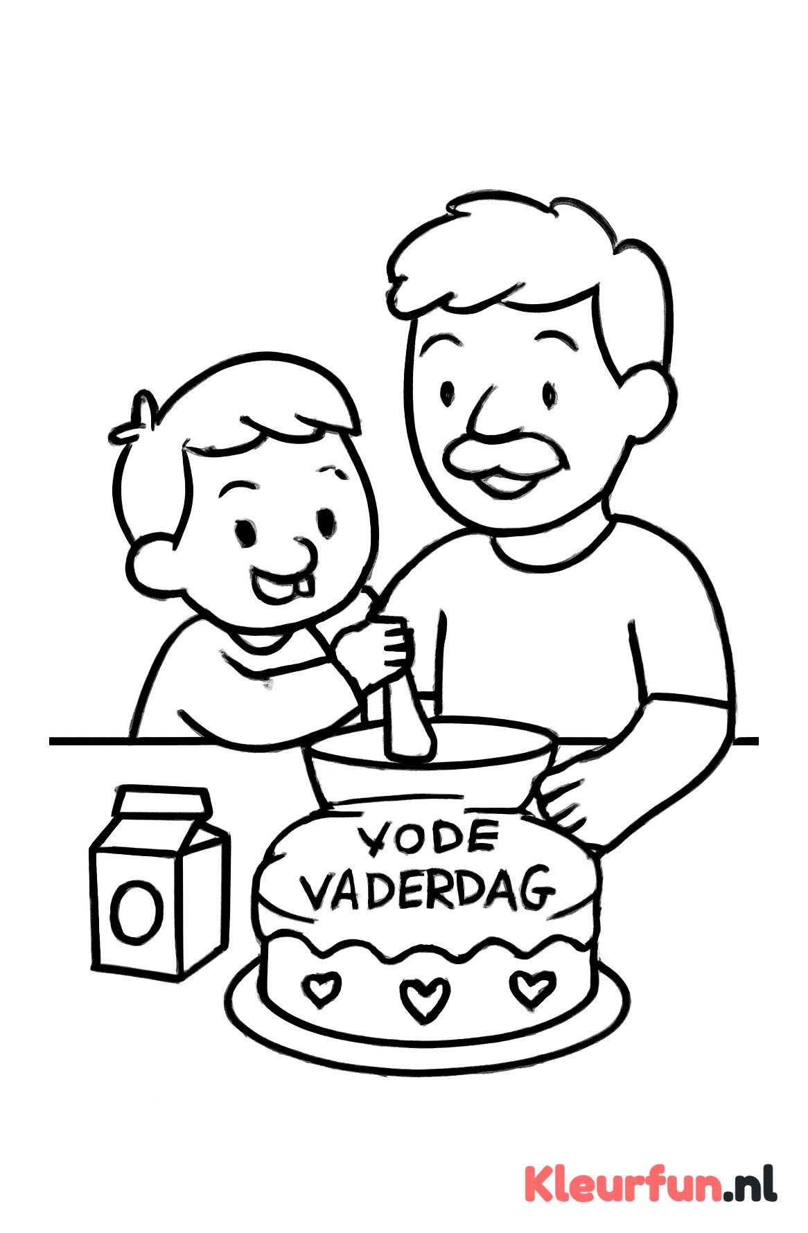 Vader en kind maken taart