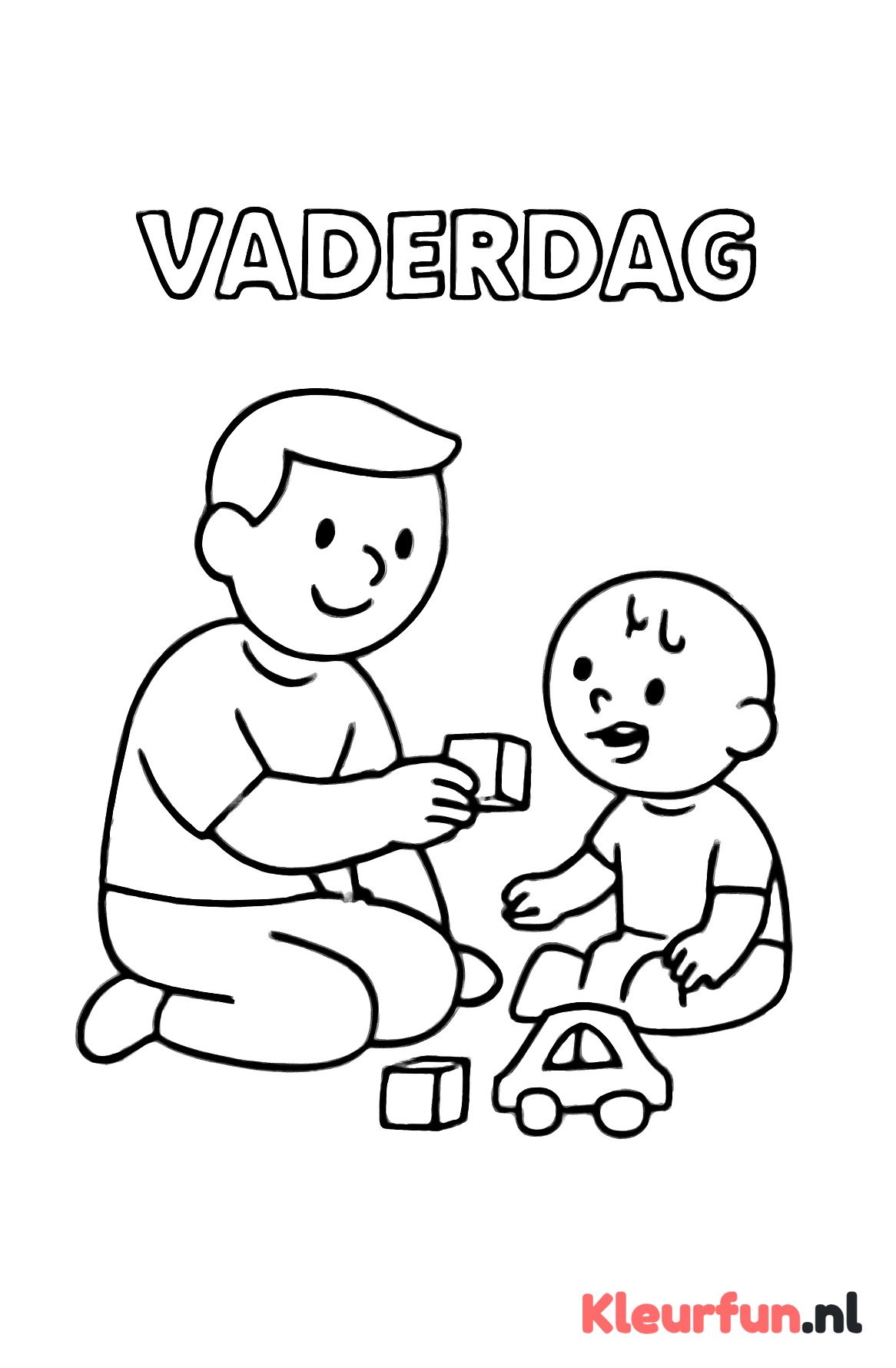 Vader en kind spelen - peuter kleurplaat