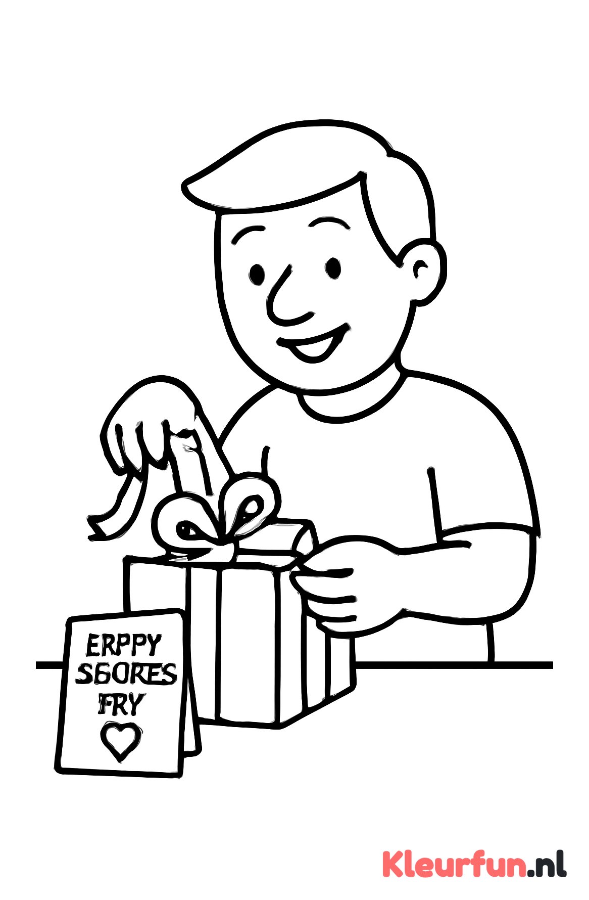 Vader pakt cadeau uit