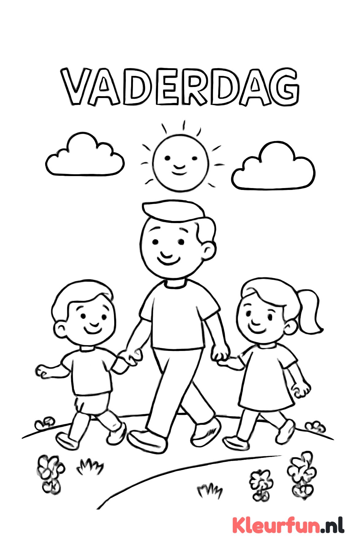 Vader wandelt met kinderen