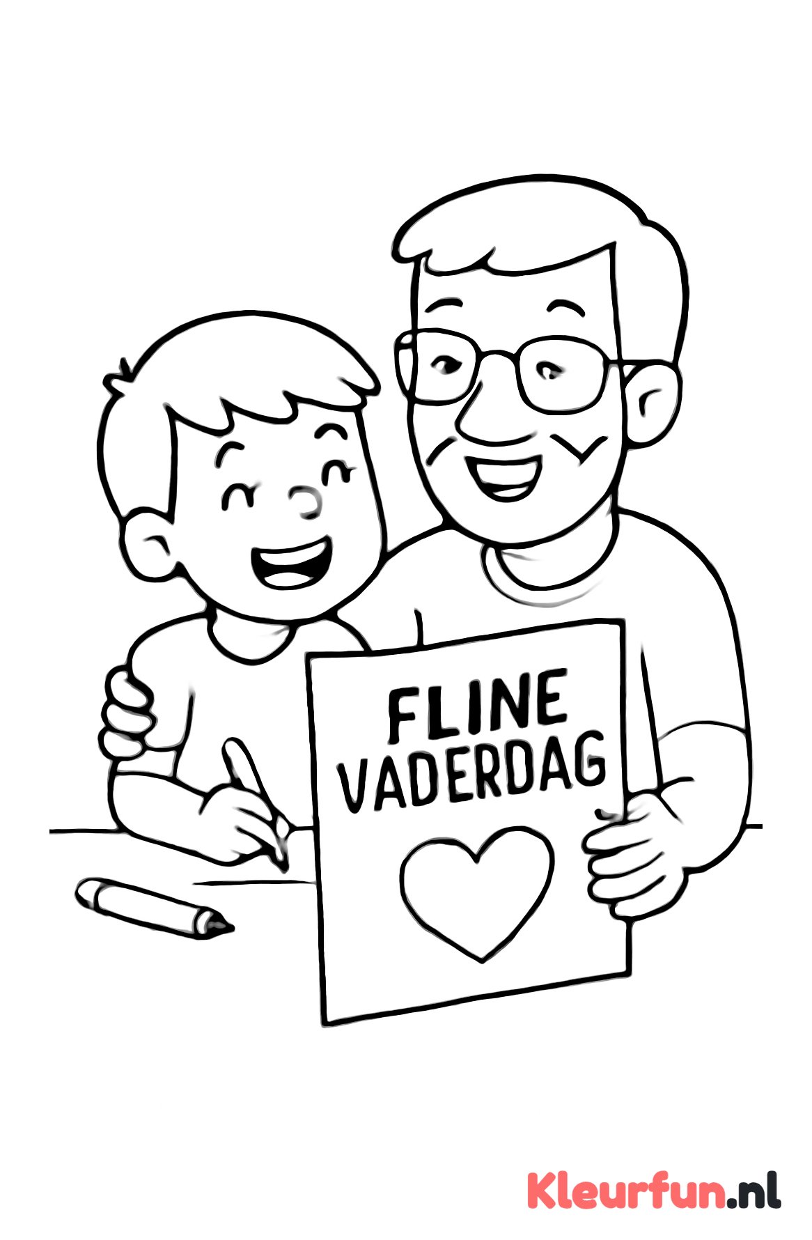 Kind en bonuspapa maken vaderdagkaart