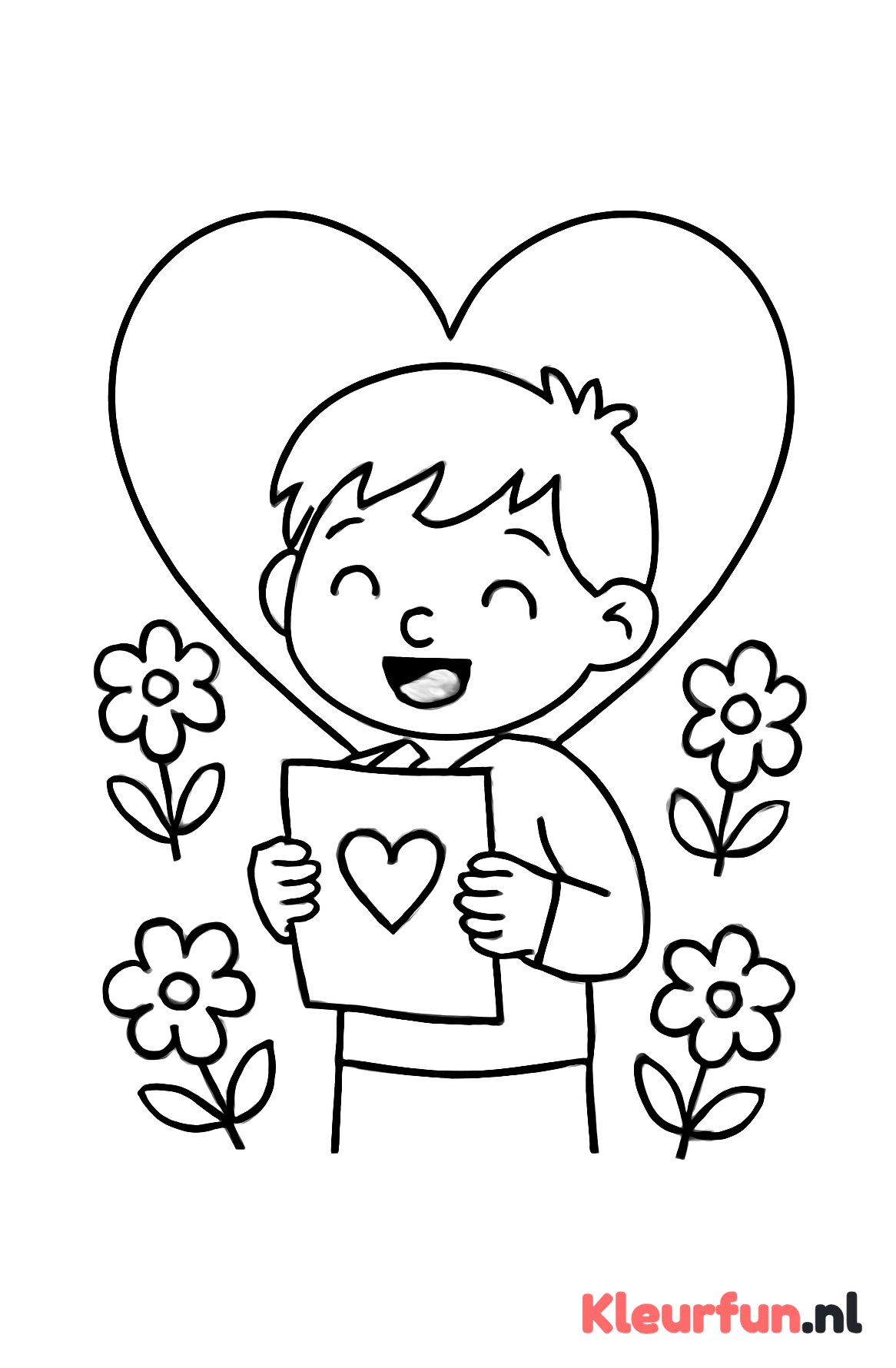 Kind met valentijnshart en kaart