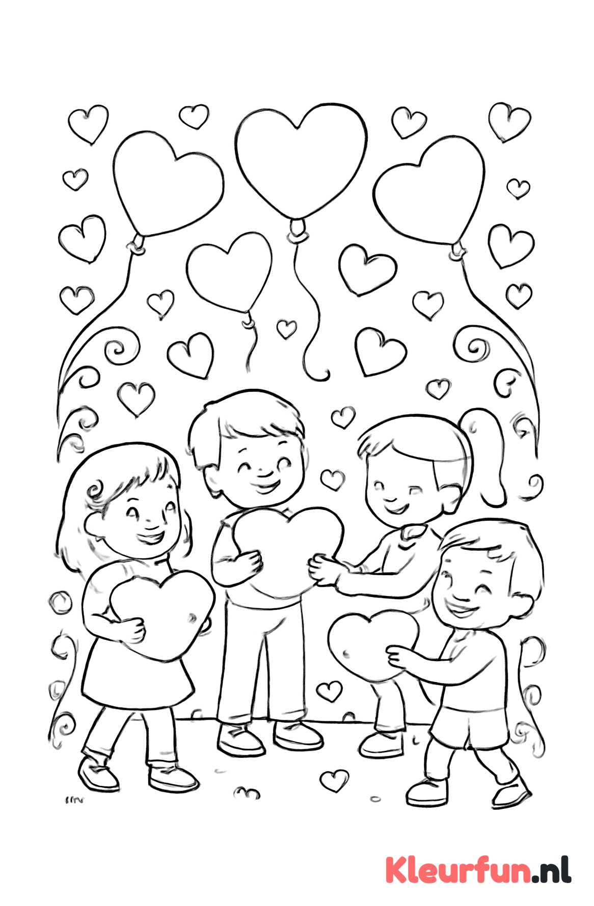 Valentijn kinderen met hartjes