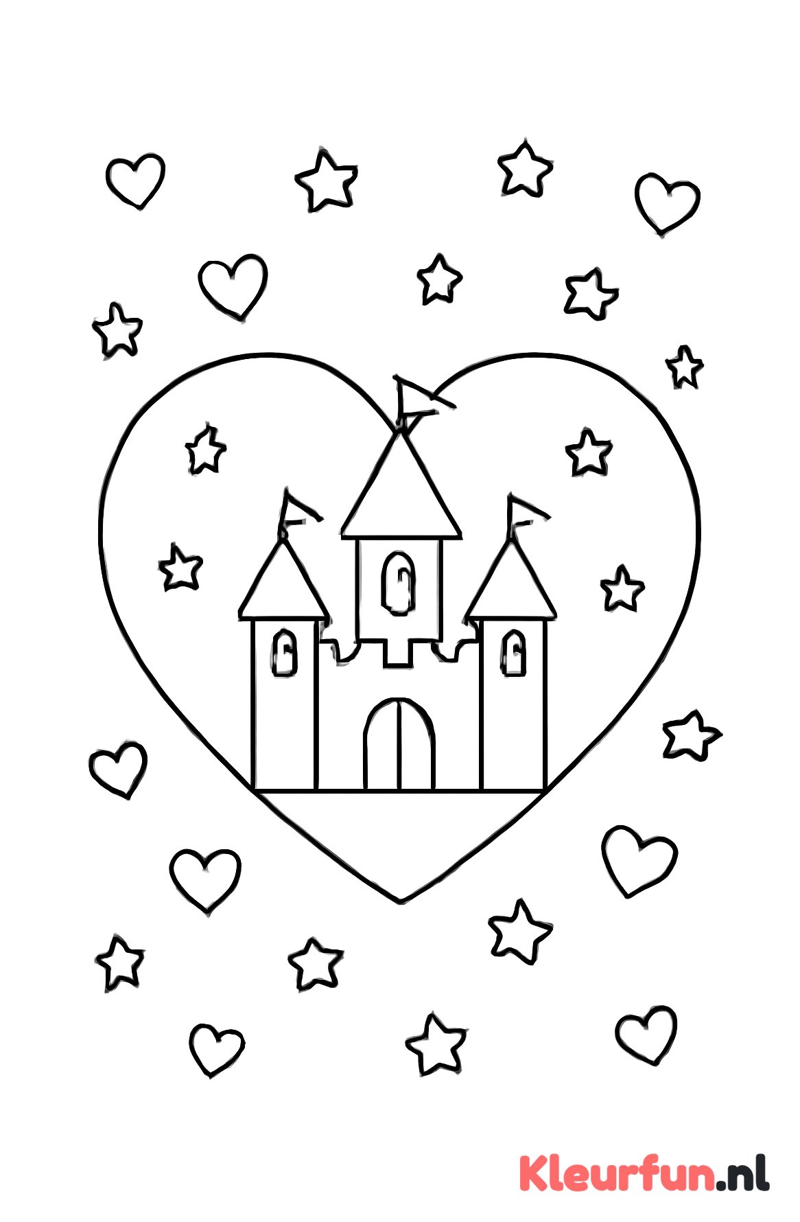 Valentijns sprookje met groot hart en sterren