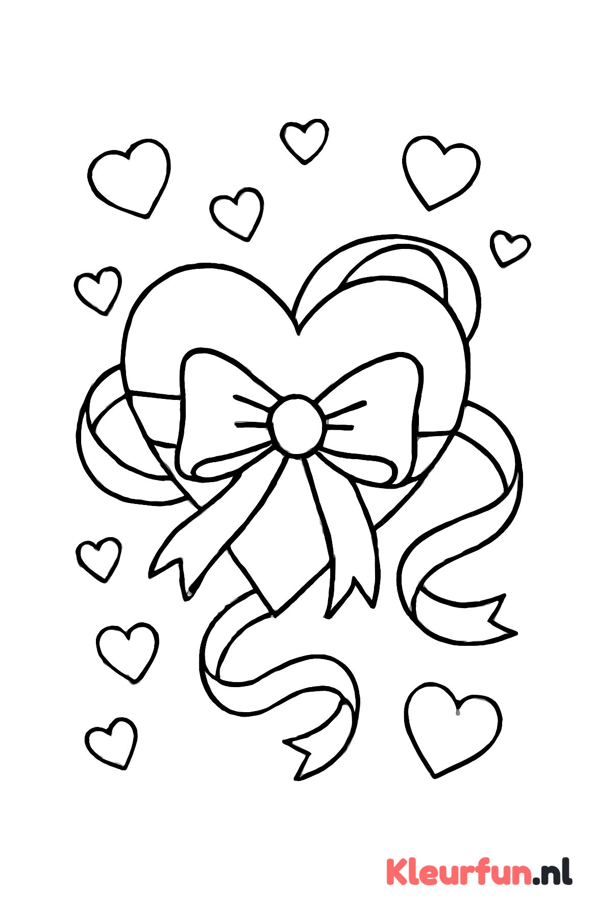 Valentijnshart met strik en lint
