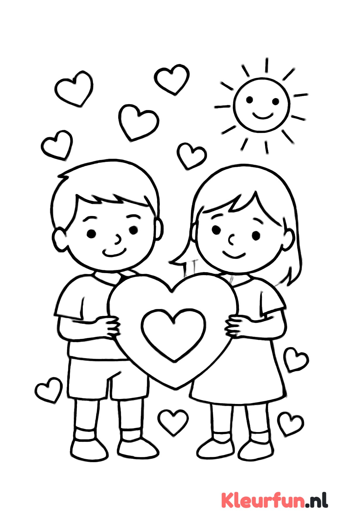 Kinderen met valentijnskaart