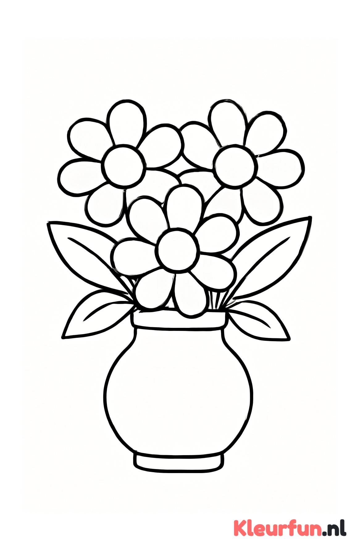 Vaas met vrolijke grote bloemen