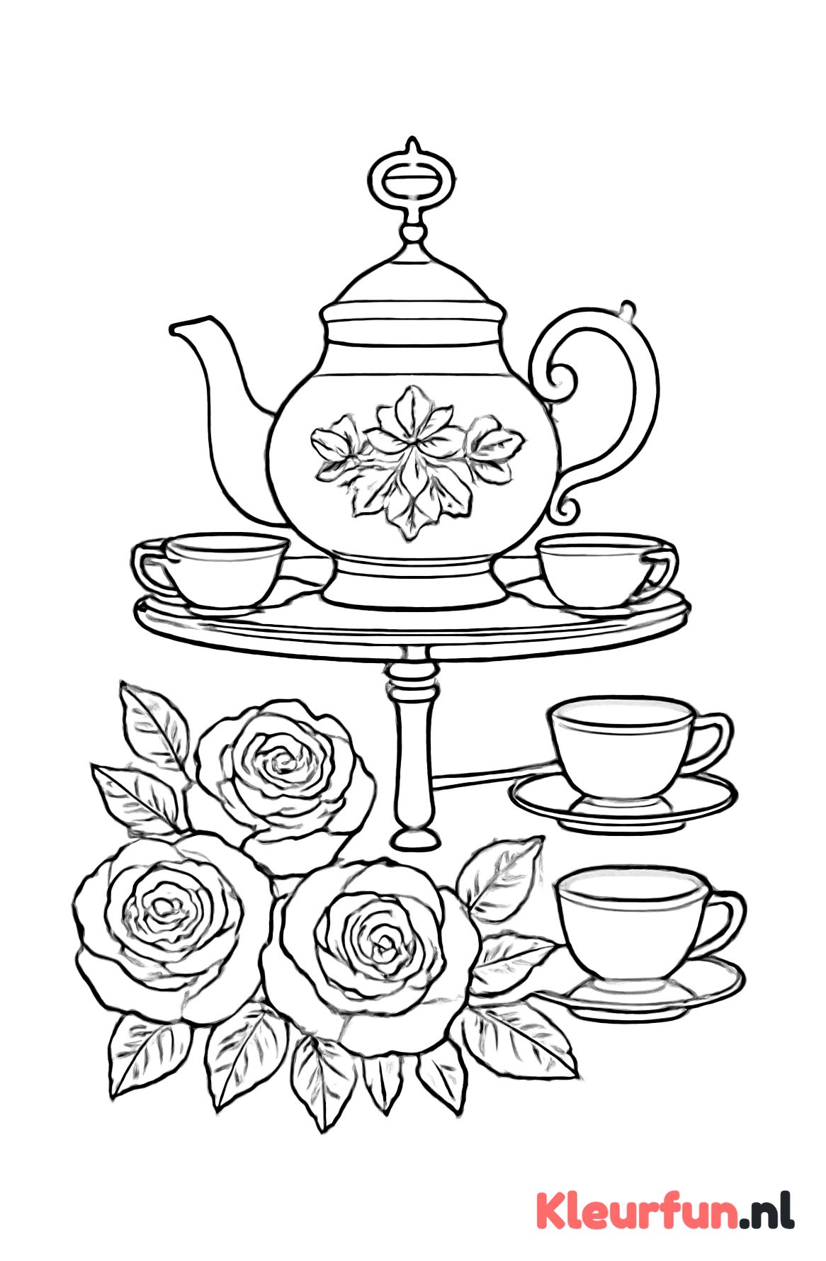 Vintage theepot op etagère voor Moederdag