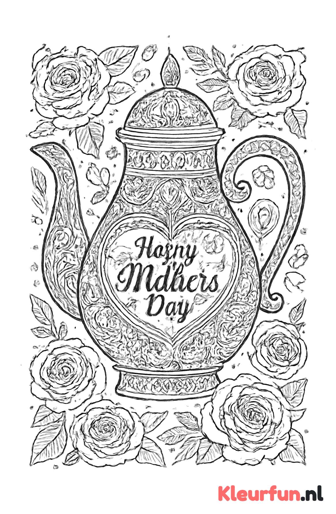 Vintage Theepot met Moederdag Patronen