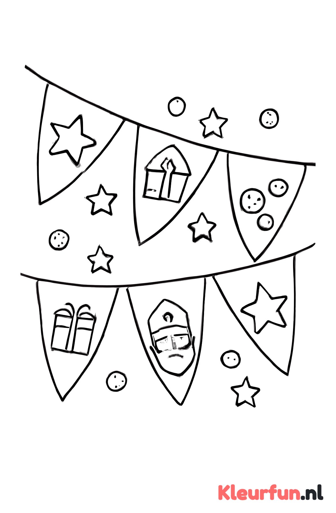 Sinterklaas vlaggetjes in verschillende vormen met versiering