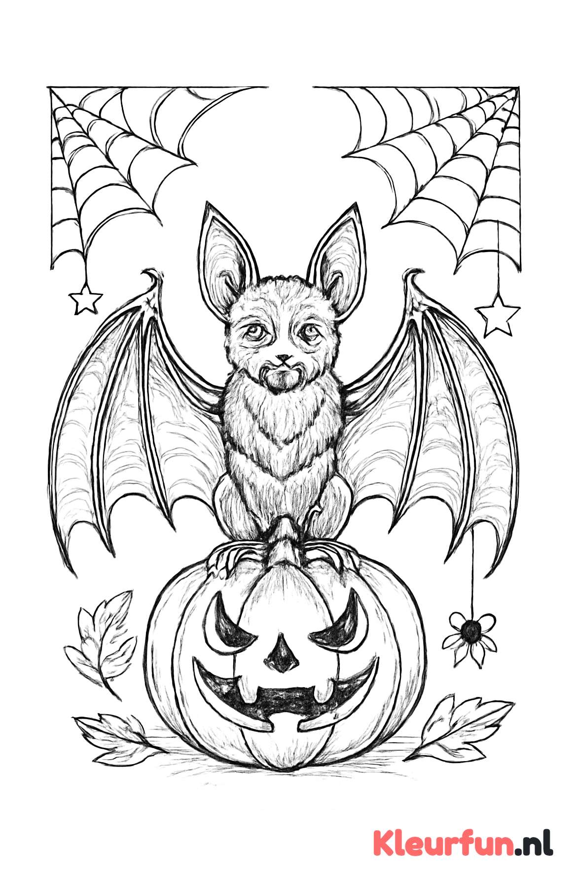 Vleermuis op pompoen met Halloween-decoraties