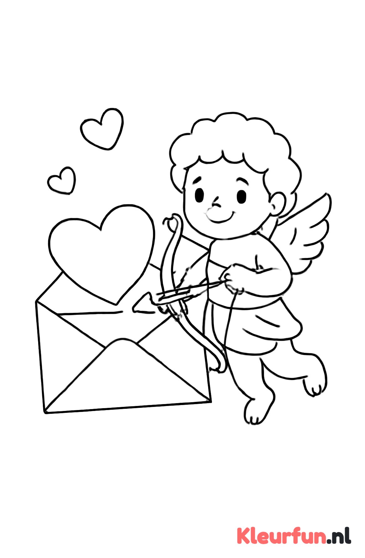 Vriendelijke cupido op valentijnskaart