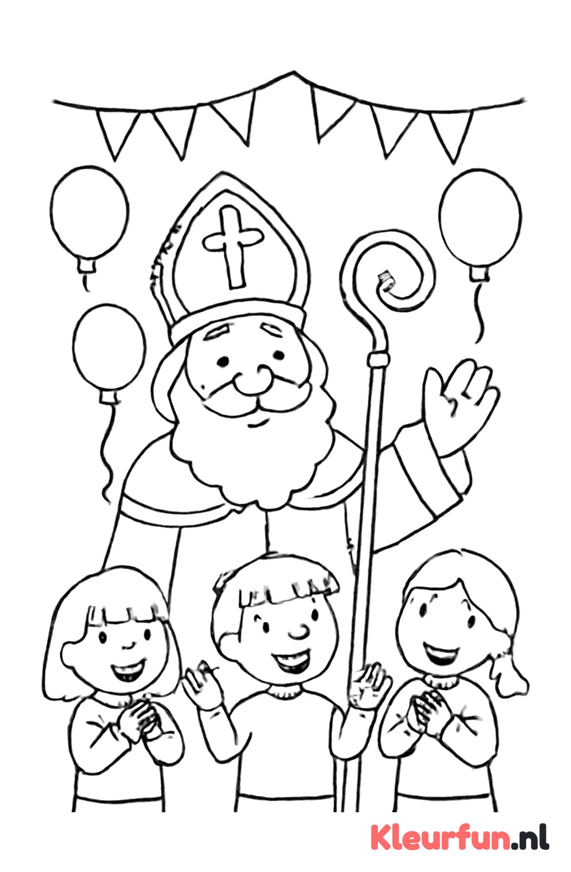 Vriendelijke Sinterklaas met kinderen