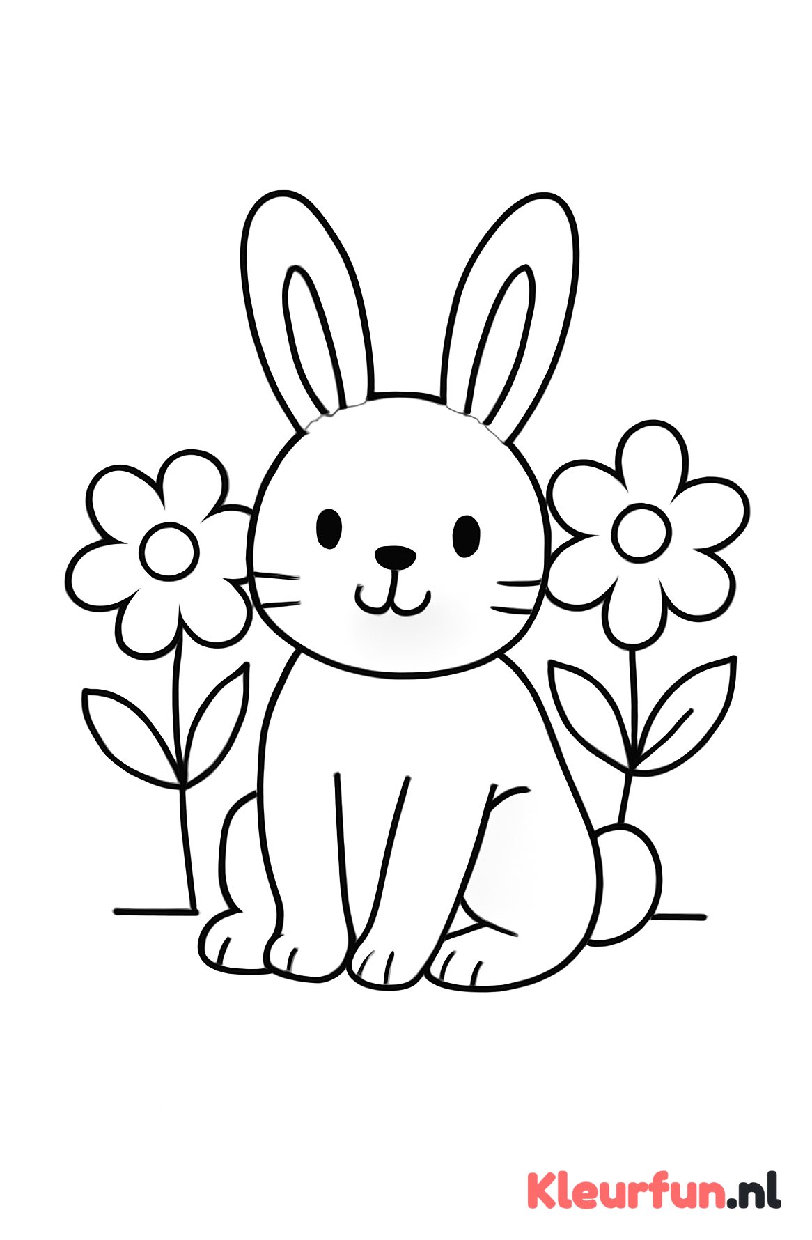 Vrolijk konijntje en bloemen