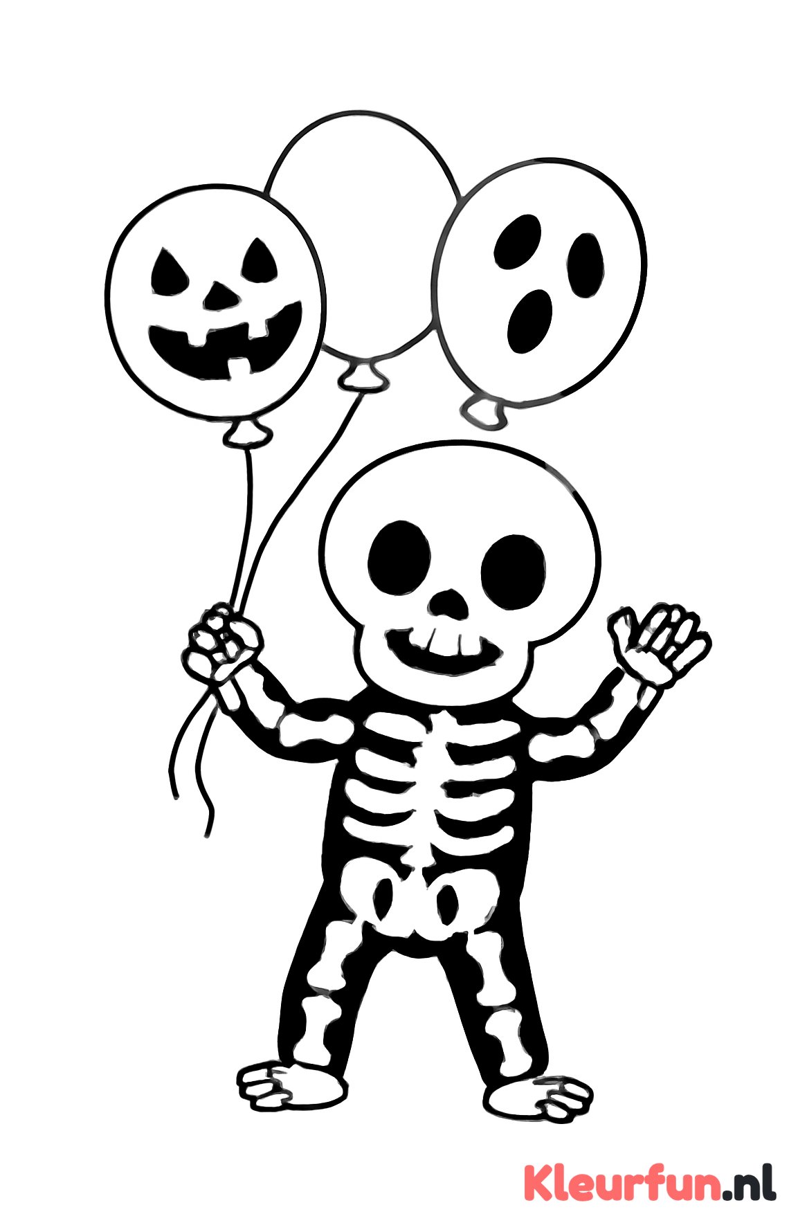 Vrolijk skelet met ballonnen