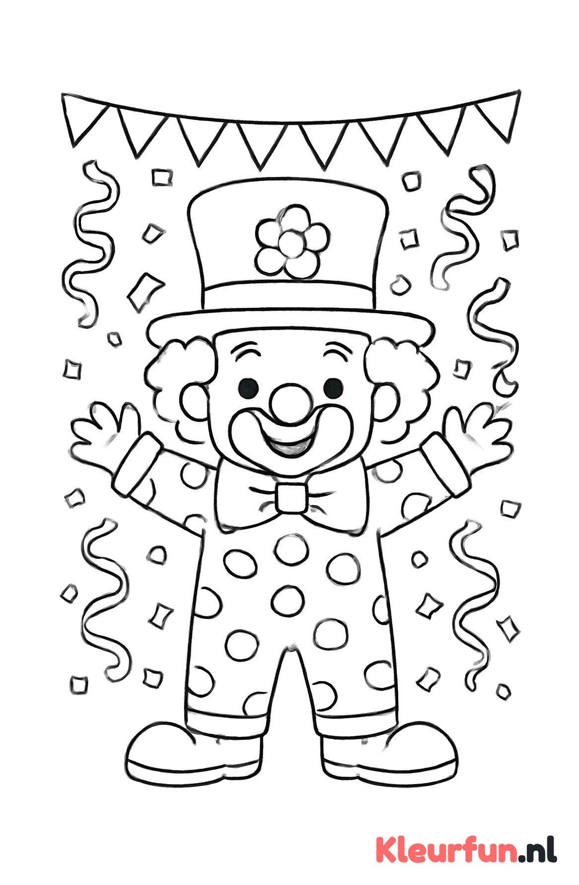Vrolijke clown met hoed en confetti