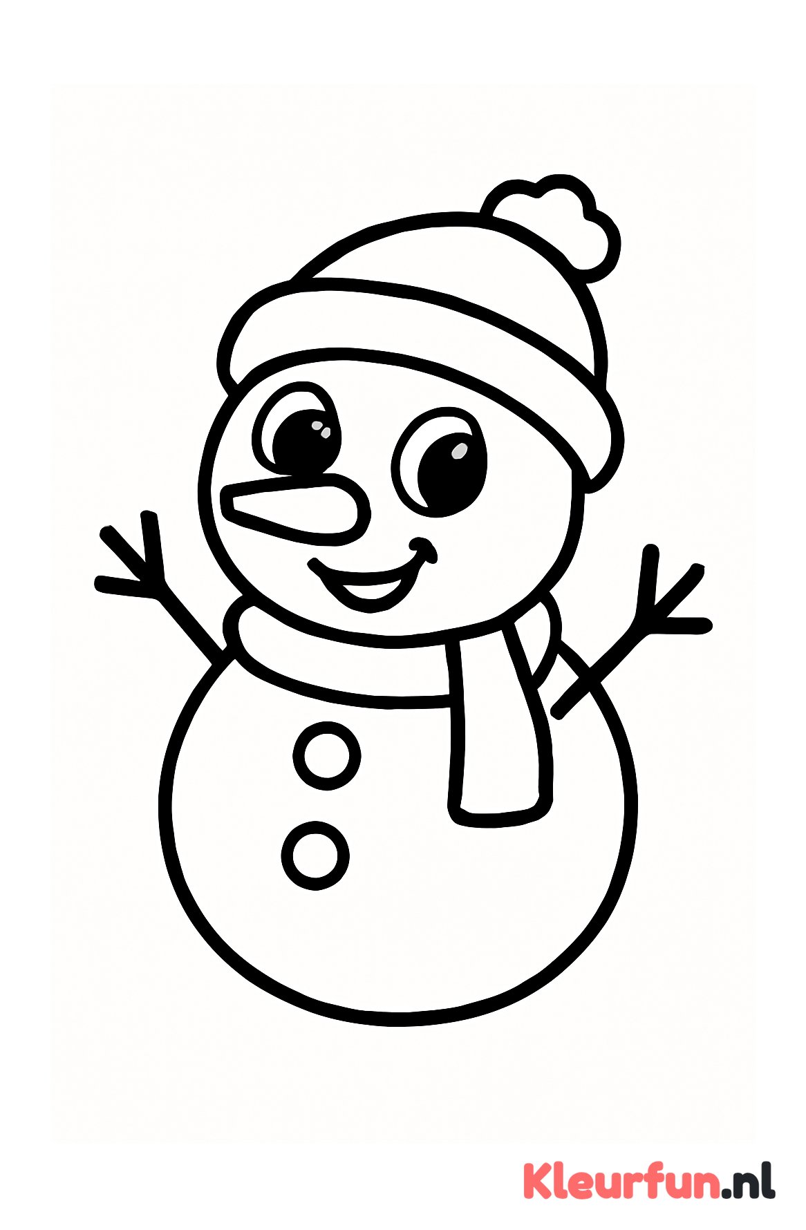 Vrolijke eenvoudige sneeuwpop