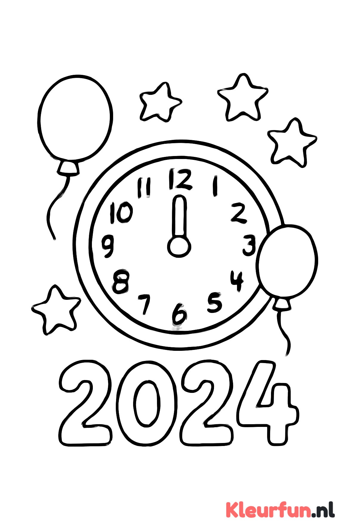 Vrolijke klok nieuwjaar 2024