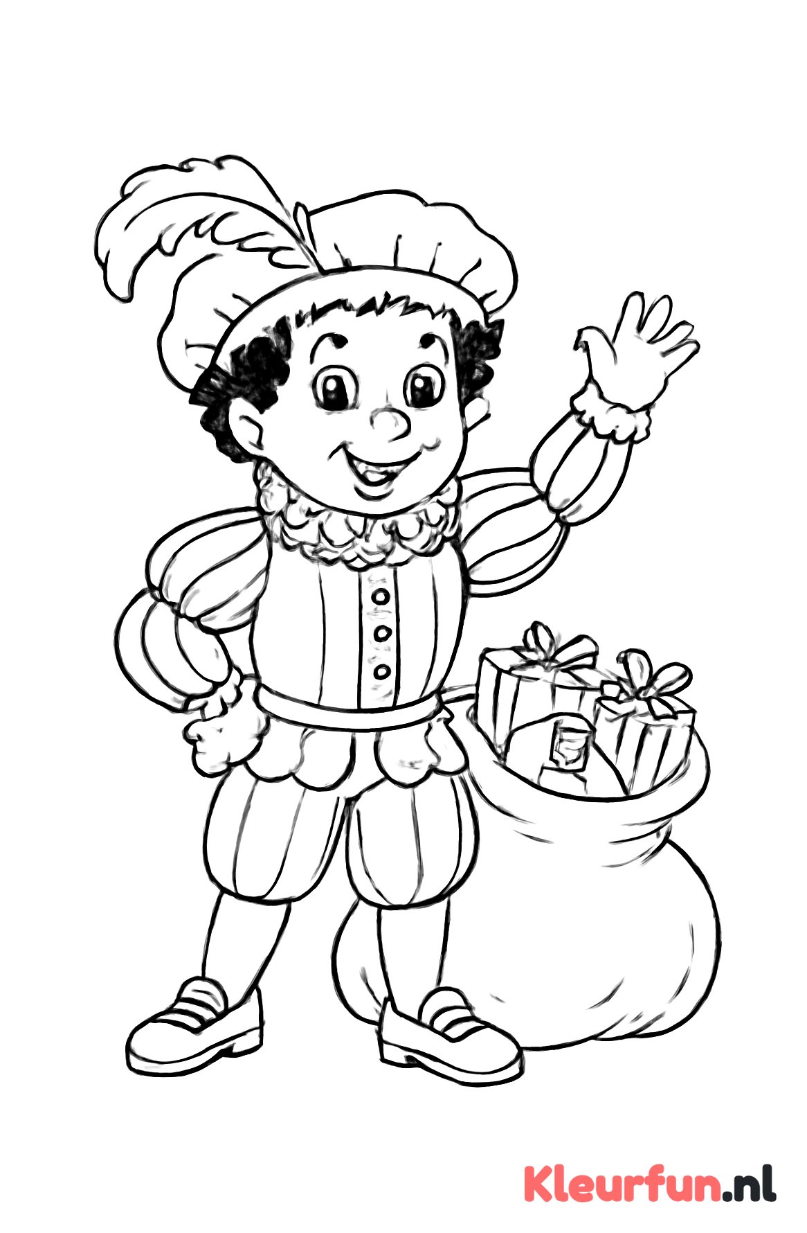 Vrolijke Piet met Zak Cadeautjes