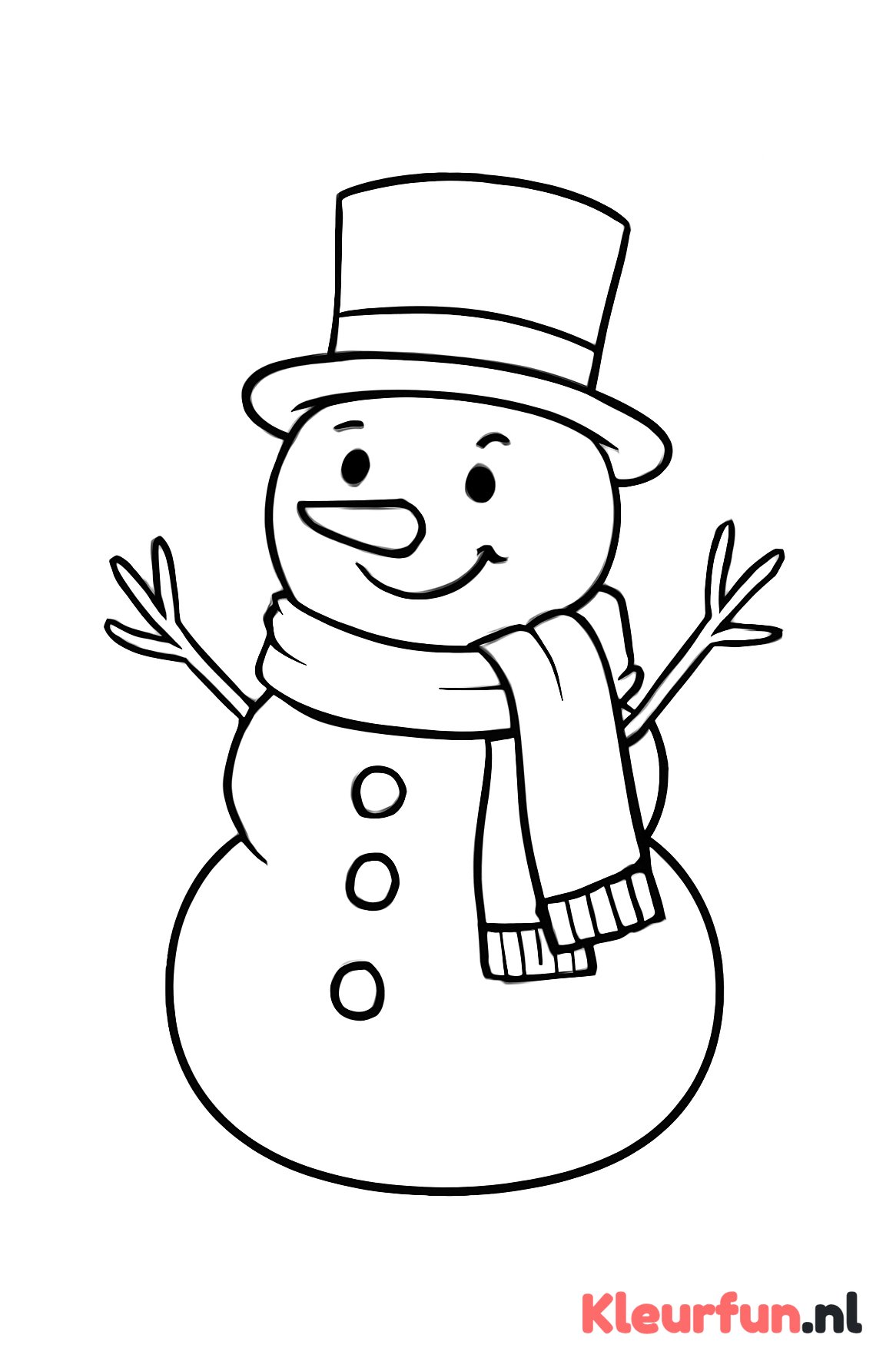 Vrolijke sneeuwpop met hoed en sjaal