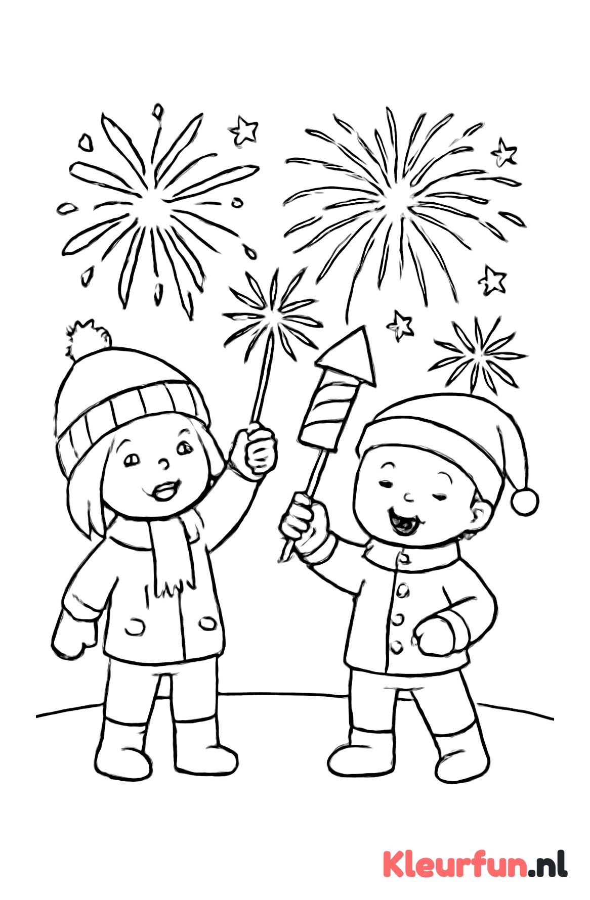 Vuurwerk feest met kinderen