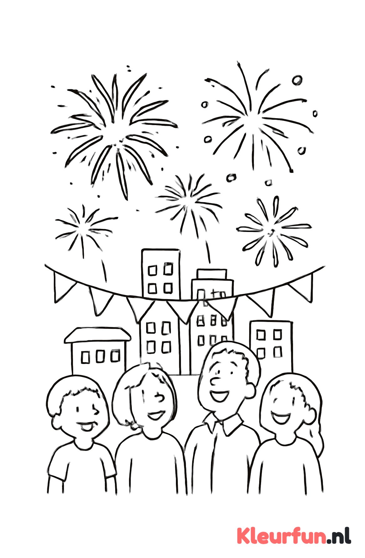 Vuurwerk show boven de stad