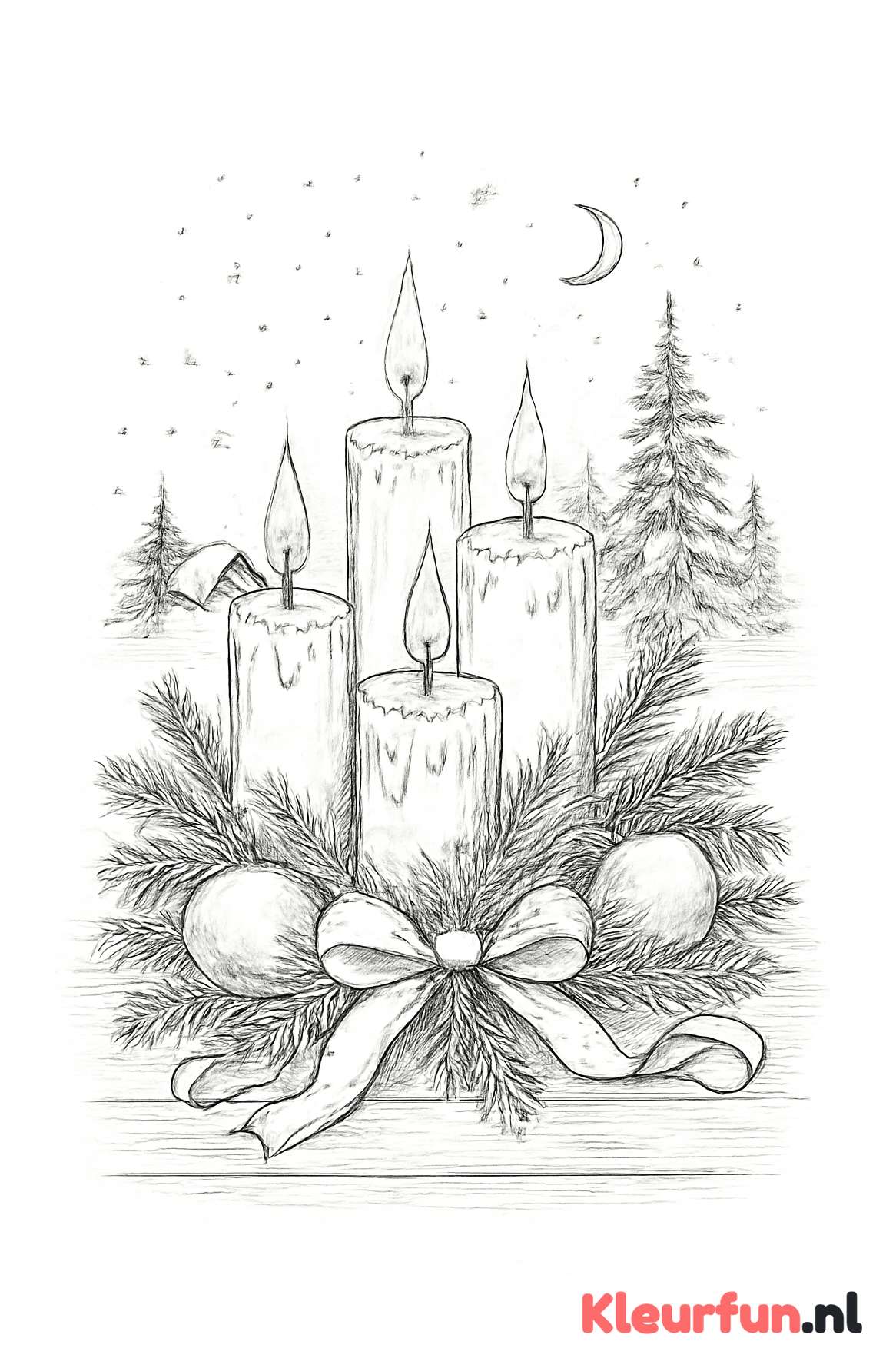 Winterse adventssfeer met kaarsen en decoraties