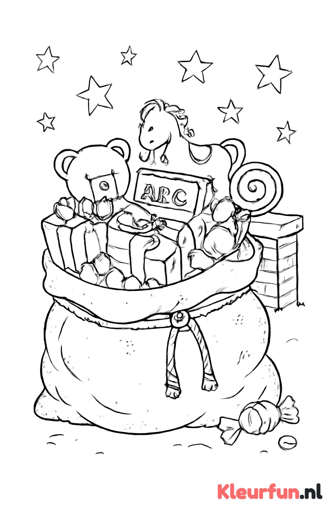 Zak van Sinterklaas vol cadeautjes