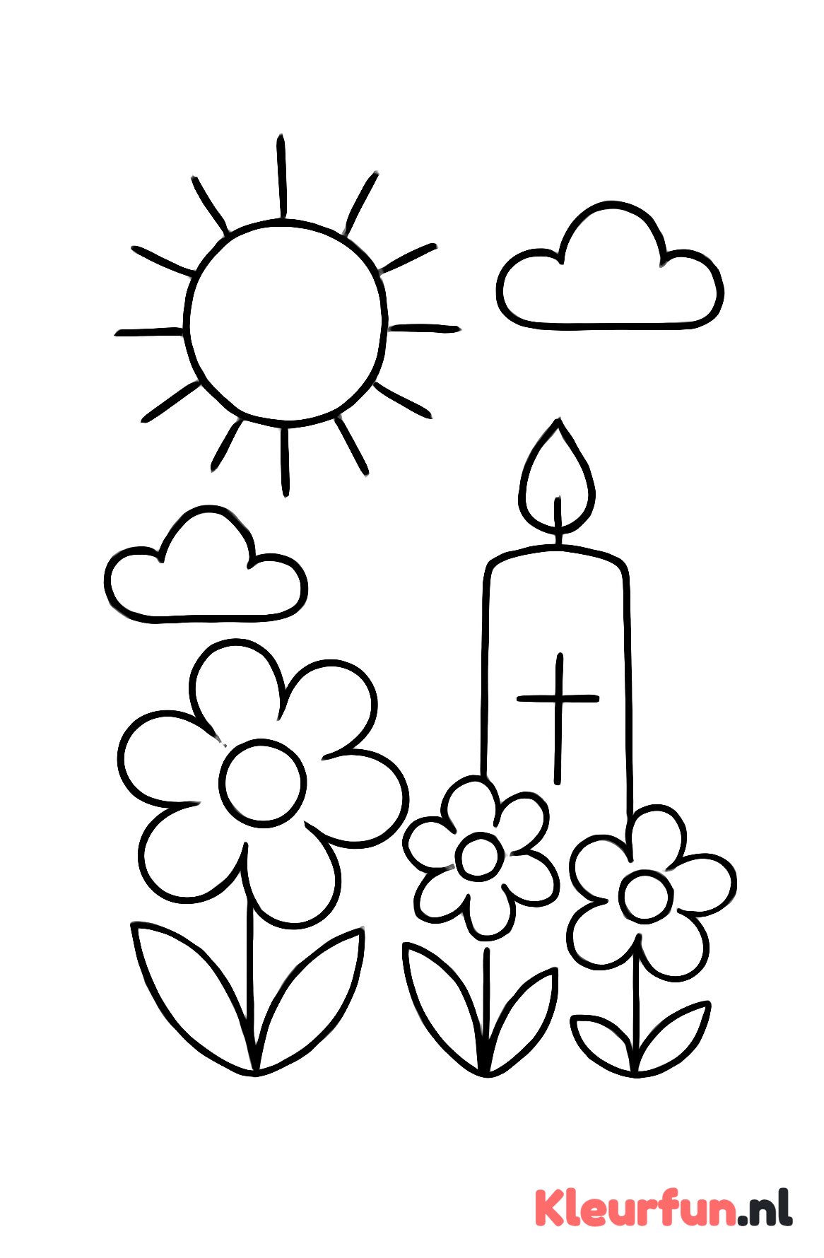 Zon, wolken en lentebloemen