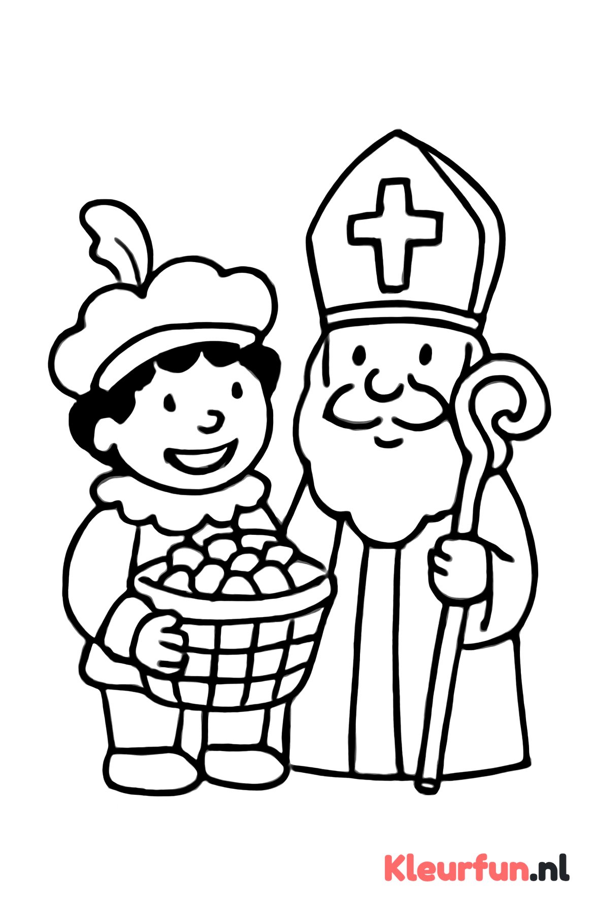 Zwarte Piet met mand pepernoten