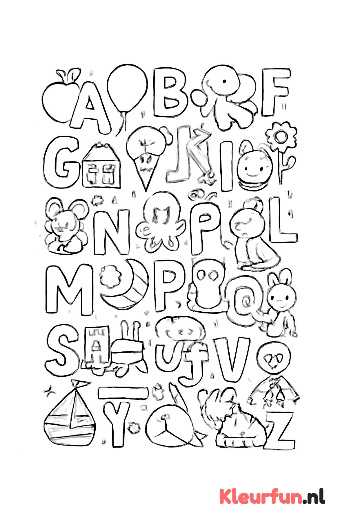 Speelse letters met bijpassende voorwerpen