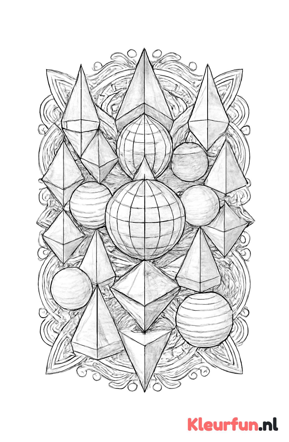 Abstracte ruimtefiguren in symmetrisch ontwerp