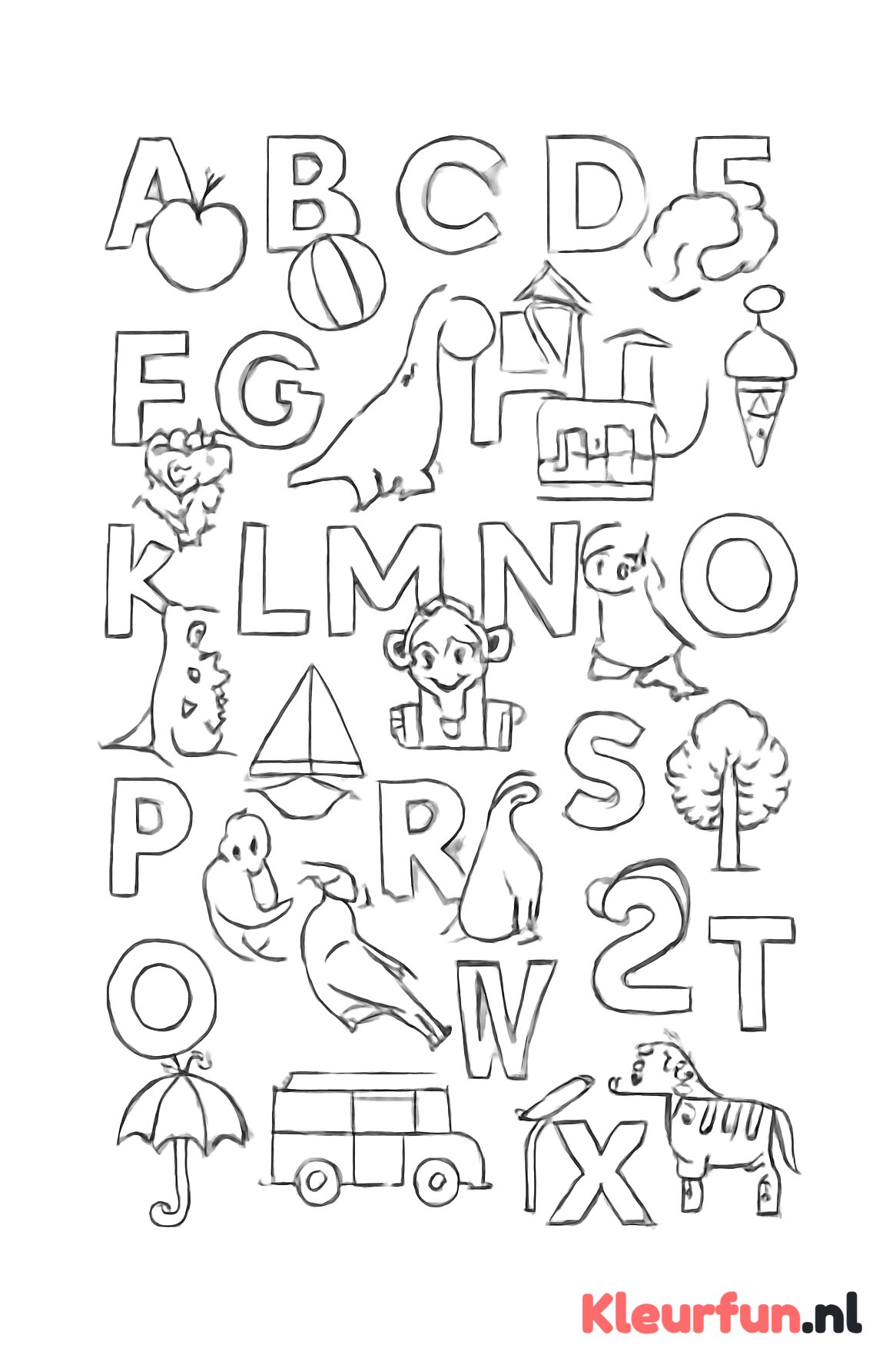 Alfabet met gerelateerde illustraties