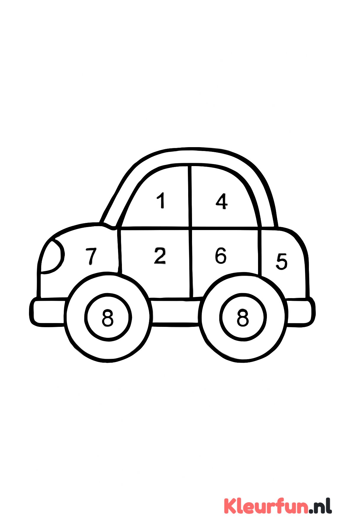 Auto op nummer kleurplaat
