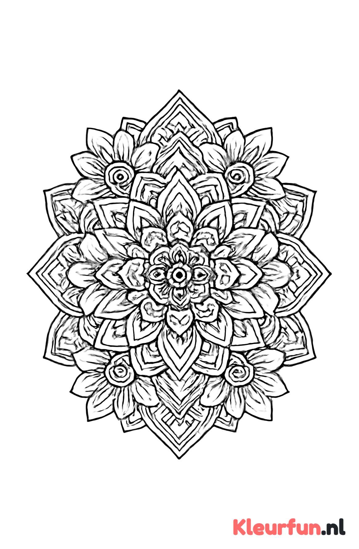 Mandala met bloemmotieven en geometrie