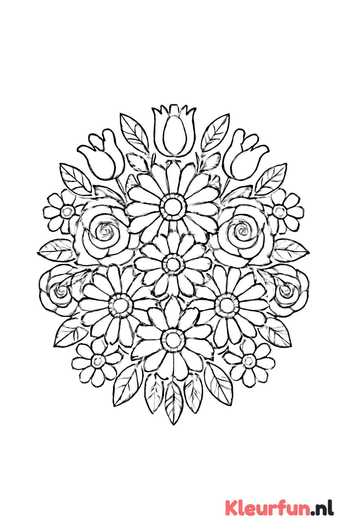 Diverse bloemen mandala