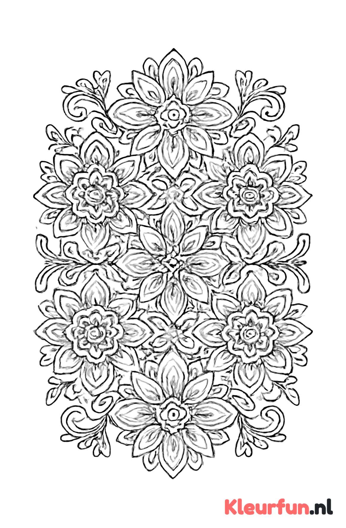 Symmetrische Grote Bloemen Mandala