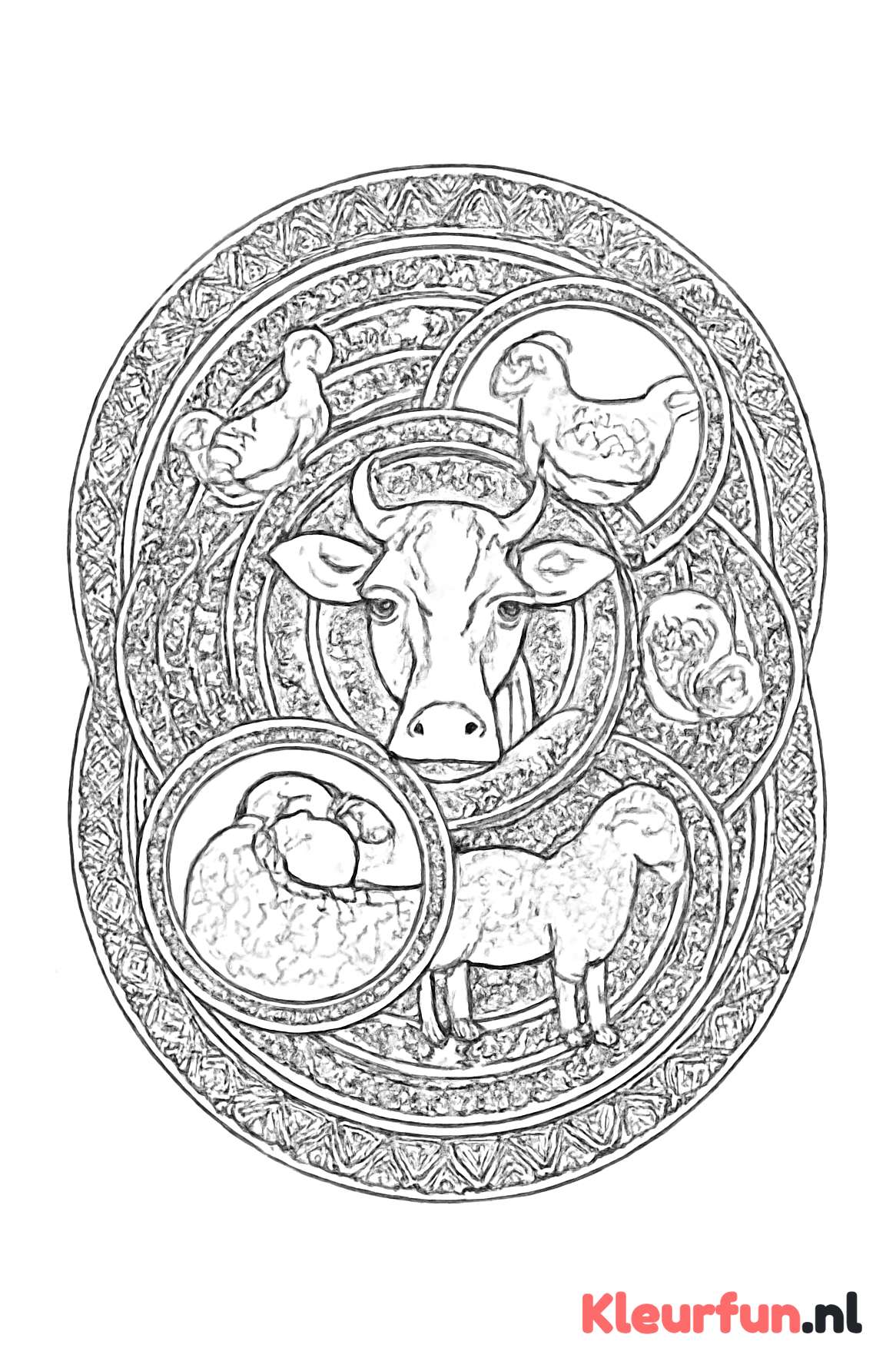 Boerderijdieren Mandala