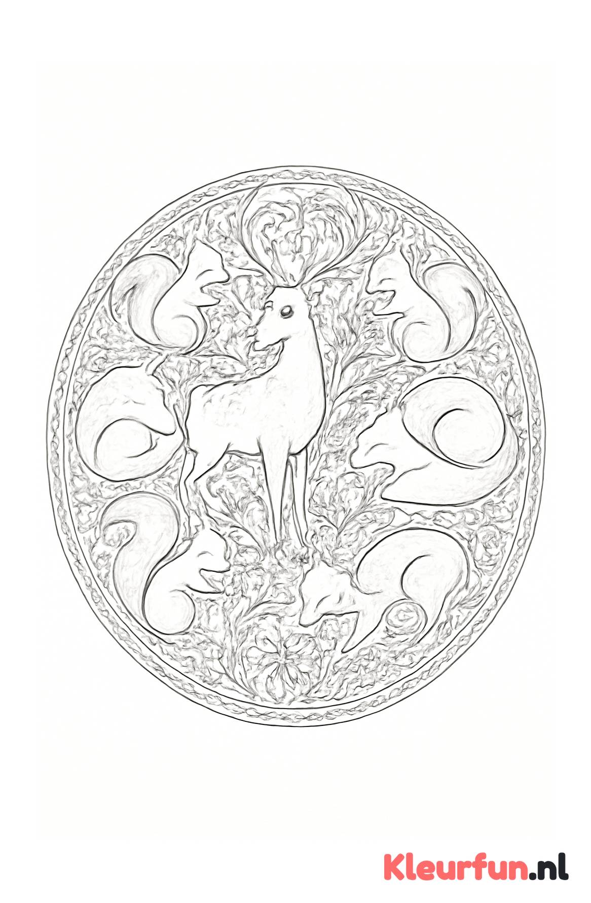 Bosdieren Gedetailleerde Mandala
