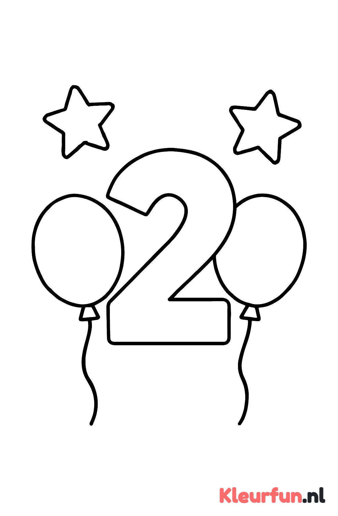 Cijfer 2 met ballonnen en sterren